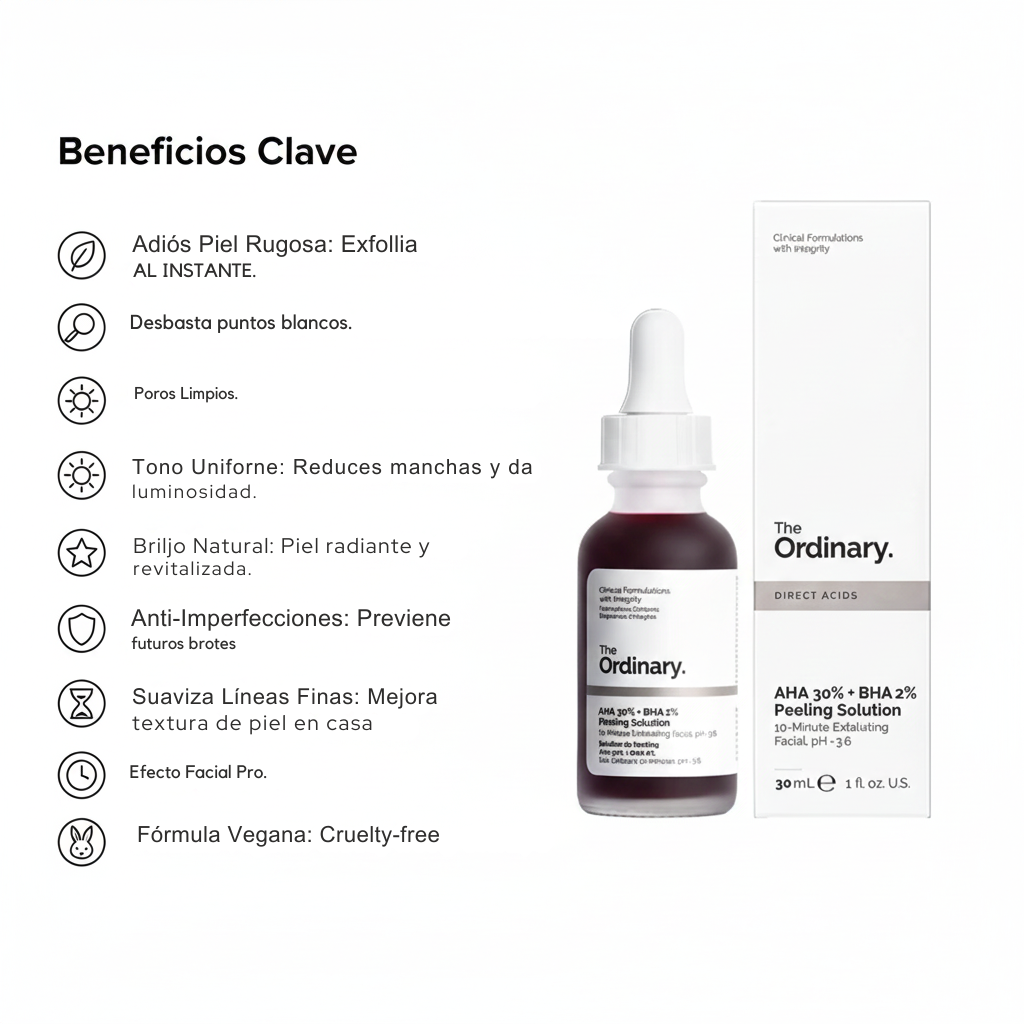 The Ordinary AHA 30% + BHA 2% Peeling Solution - El famoso "Vampiro" Exfoliante Original