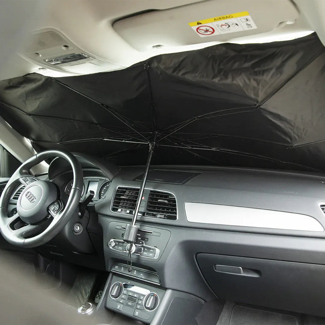 Sombrilla Pro-Shield™: El Escudo Térmico Plegable para tu Carro.