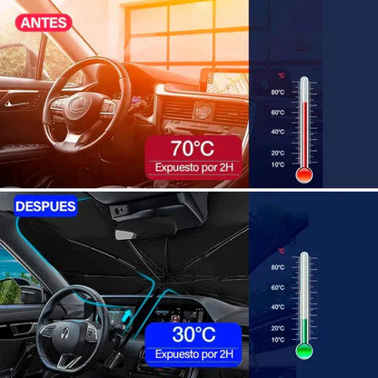Sombrilla Pro-Shield™: El Escudo Térmico Plegable para tu Carro.